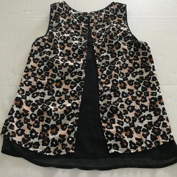 NWOT - H&M Brown Animal Print High Low with Back Opening Sheer Tank Top - Picture 4 of 12